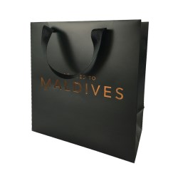 Matt black with bronze gold hot stamping foil logo paper bag